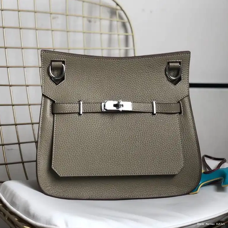 Clemence Bag Palladium Hardware Hermes Jypsiere Khaki In Leather 0508